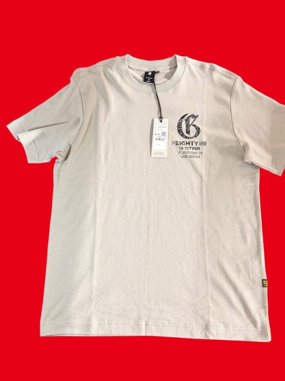 G-Star T-shirt Chest Logo in Wild Dove Size: M-loose fit